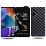 REDDWARF D+ MATTE Gaming Tempered Glass with 3D carbon fiber pattern Back Skin for REDMI Note 12 Pro+ 5G