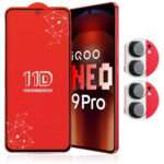 REDDWARF 11D Tempered Glass With 9H Camera Lens Protector for iQOO Neo9 Pro 5G (Pack of 2)– Ultra Clear, Scratch-Resistant, and Bubble-Free Installation